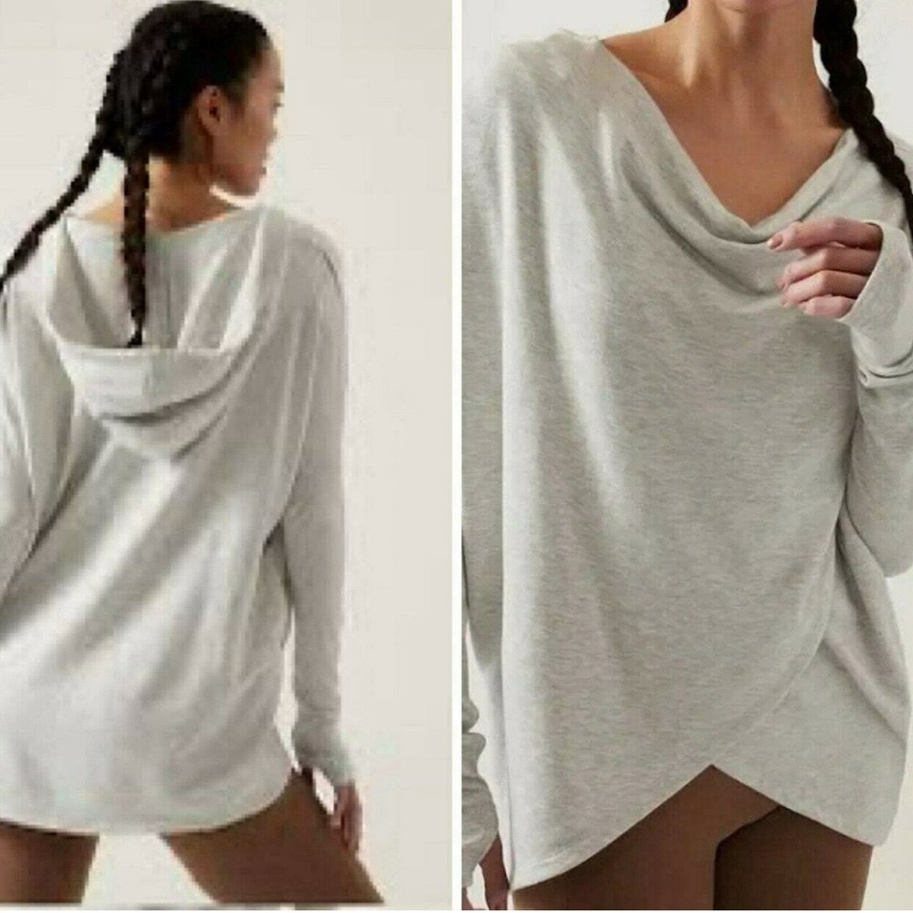 Athleta- Light Gray Purana Wrap Hooded Sweatshirt- Sz. L